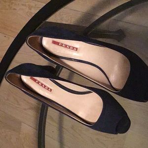Prada Blue Suede Shoes
